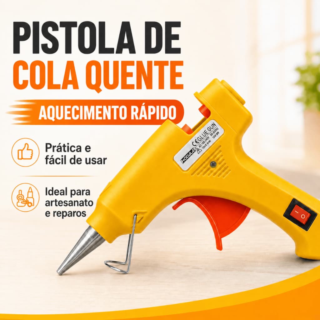 Pistola de Cola Quente Bivolt Aquecimento Rápido para Artesanato Reparos Madeira Papel
