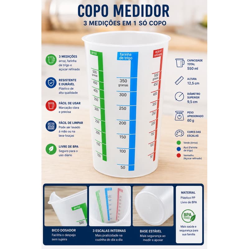 Copo Medidor Transparente 500 ml