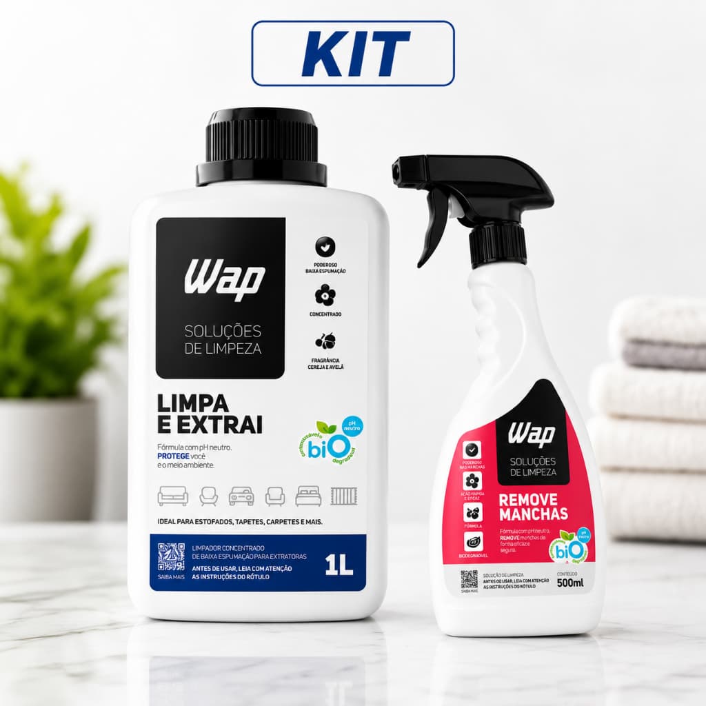 Kit WAP Limpa e Extrai 1L + Remove Manchas 500ml Sofás Tapetes EstofadosAgo
