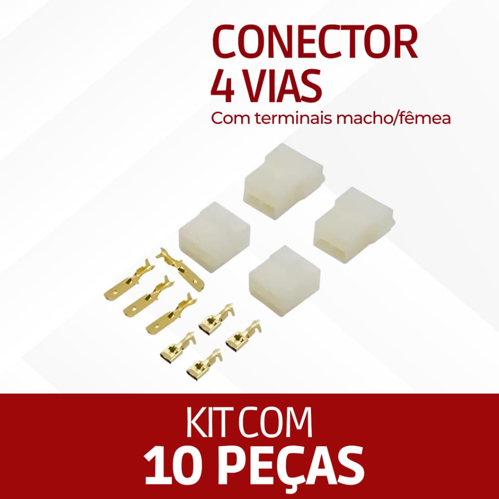 Kit 10 Peças - Conector 4 Vias Com Terminais