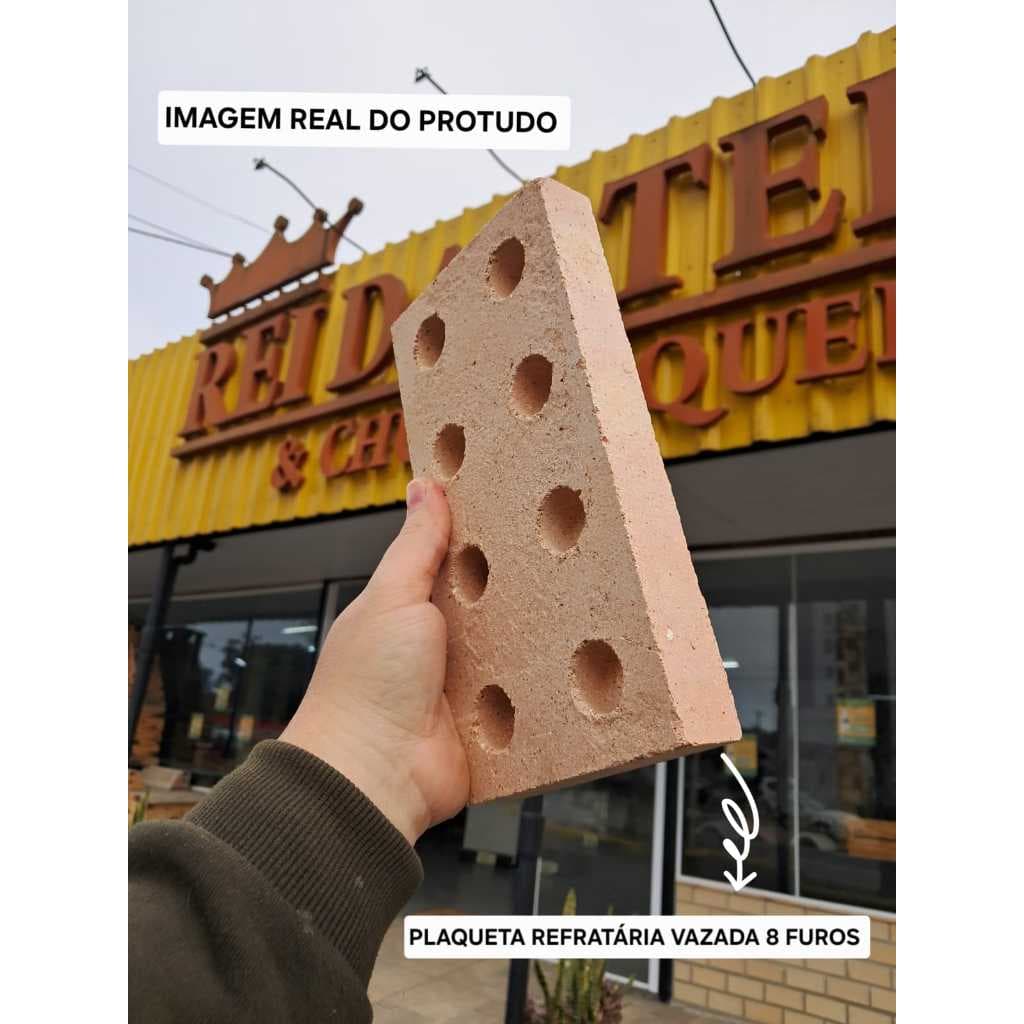Kit 16 Peças de Plaqueta Refratária Vazada 8 Furos – Alta Resistência para Forno e Churrasqueira