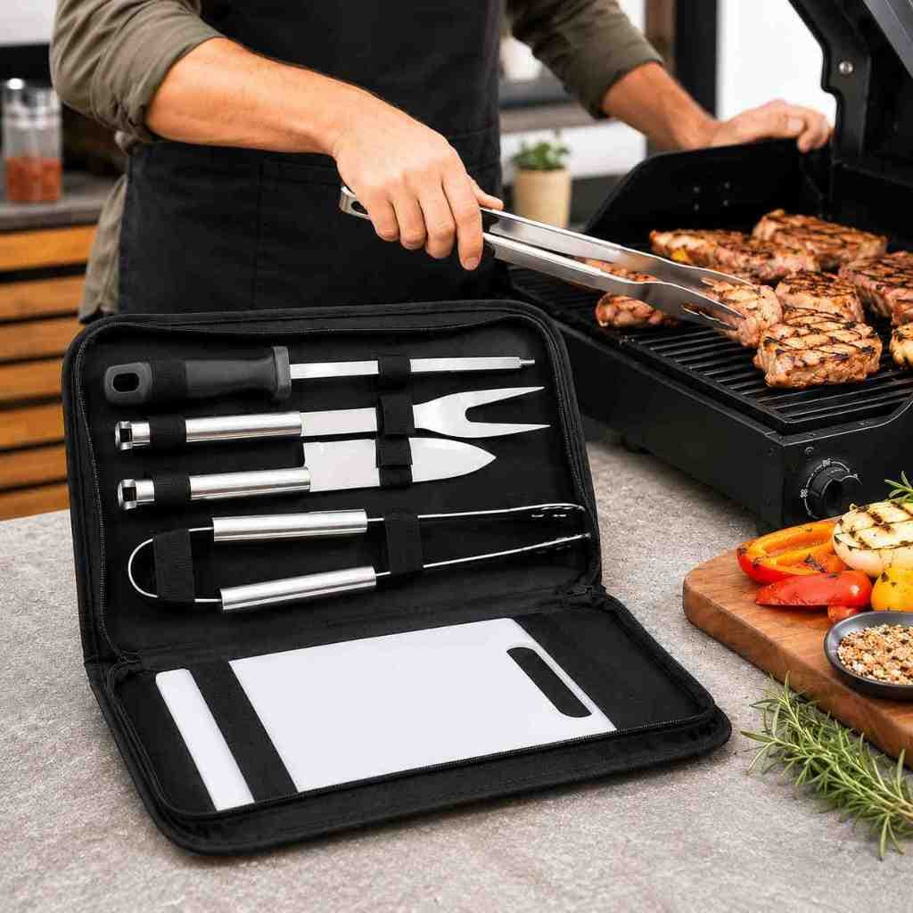 Kit Churrasco maleta 4 peças estojo 5 peças