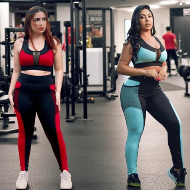 2 Kits de Academia Fitness Top e Calça Legging Feminina Conforto Performance e Estilo Compressão
