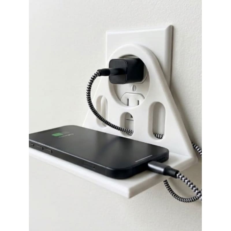 Prateleira para Tomada | Suporte para Celular Carregando | Organizador de Cabos