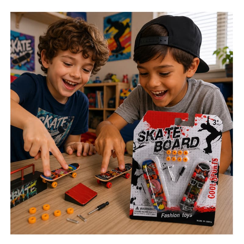 Mini Skate de Dedo Kit com 2 Unidades com acessorios | Brinquedo skate de dedo board Radical para Manobras e Diversão