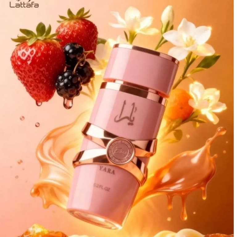 Perfume Árabe Lattafa Yara Elixir EDP 100ml Original  Caixa Presente Feminino Aroma Morango e Baunilha Longa Duração