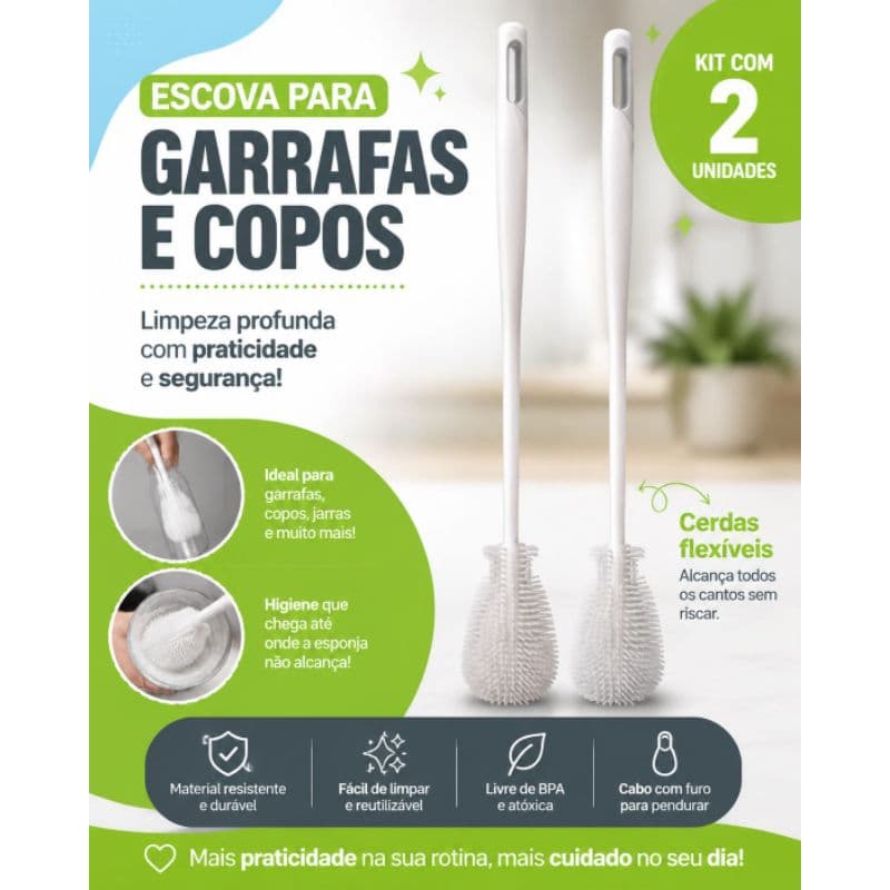 escova para garrafas e copos e mamadeiras kit com 2 unidades escova de silicone para Limpeza