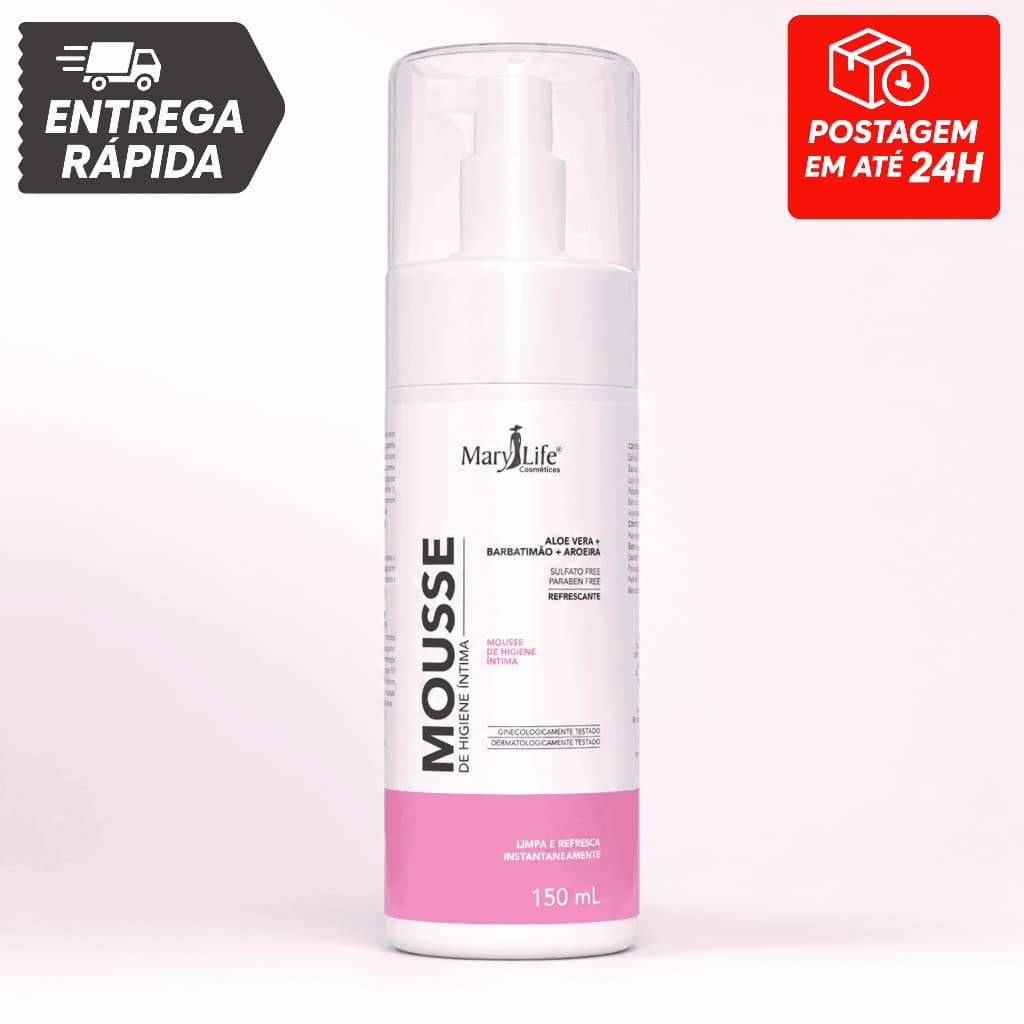 Mousse Higiene Íntima Aloe Vera Barbatimão Aroeira 150ml Limpeza Suave e Refrescante