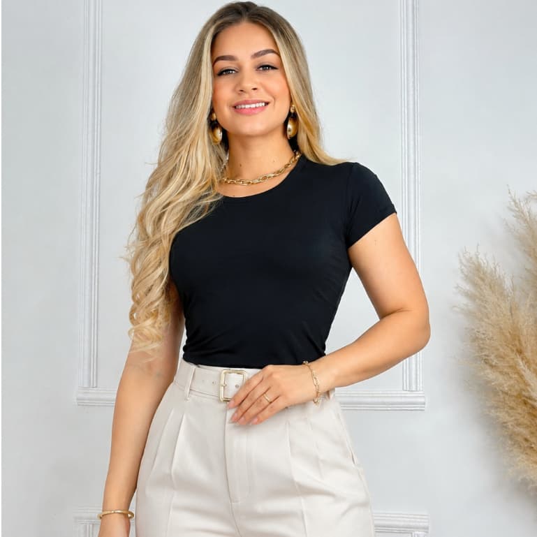 BLUSA FEMININA BASICA EM VISCOLYCRA