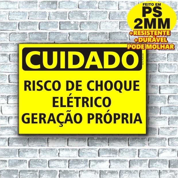 Placa Risco De Choque - Energia Solar - Geração Própria - Padrão CEMIG Eneel - Elétrico