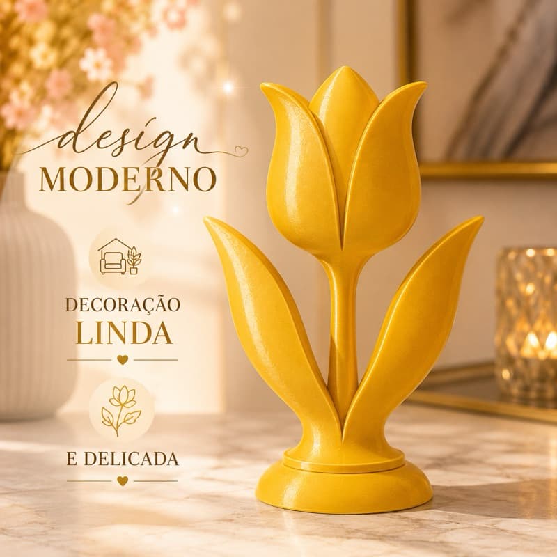 Estatueta Decorativa/ Escultura de flor Tulipa. 3 Tamanhos-Presente- Decoração Premium