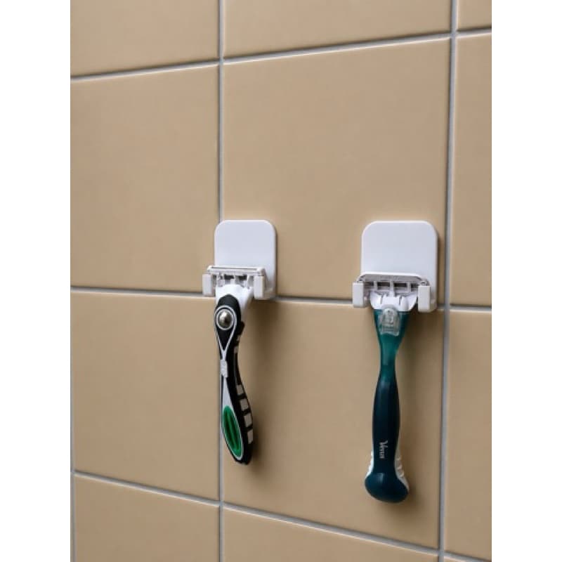 Kit 2 Suporte Porta Barbeador Universal | Organizador Barbeador Banheiro | Adesivo Parede Sem Furo