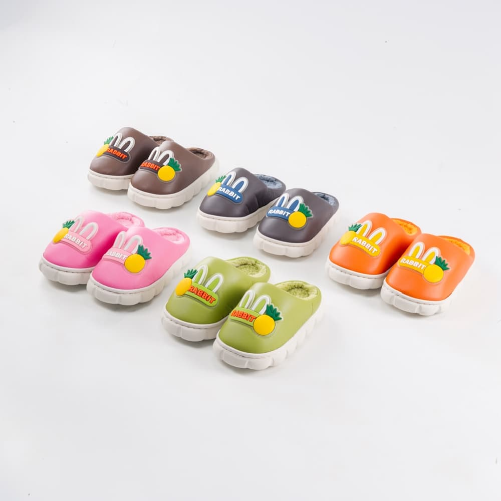 🔥Pantufa Infantil Chinelo De Casa Menino Menina Impermeáveis em PU com Pelúcia Forro Confortável Inverno FTX0649