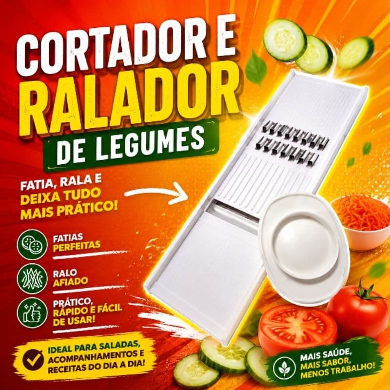 Cortador e Ralador de Legumes Manual Multifuncional | Fatiador de Verduras, Queijos e Legumes | Prático e Fácil de Usar