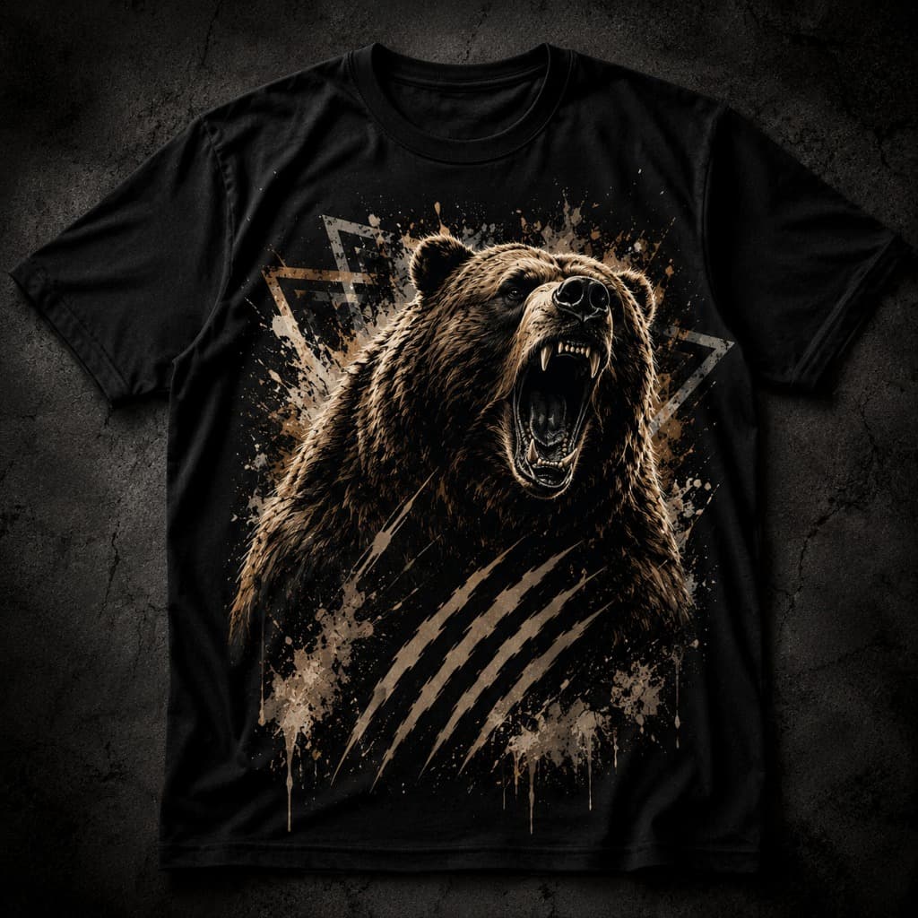 Camiseta Vermelha Masculina Estampa Urso Selvagem Streetwear Premium