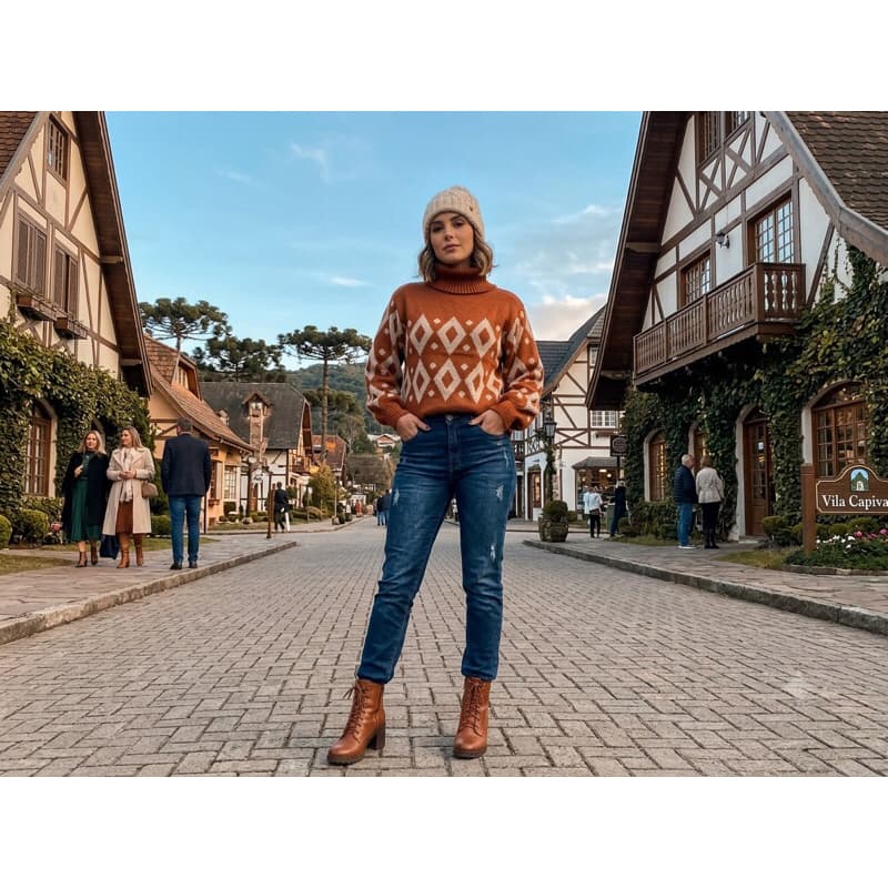 Blusa de frio de tricô linha, blusa feminina de inverno desenhada com gola