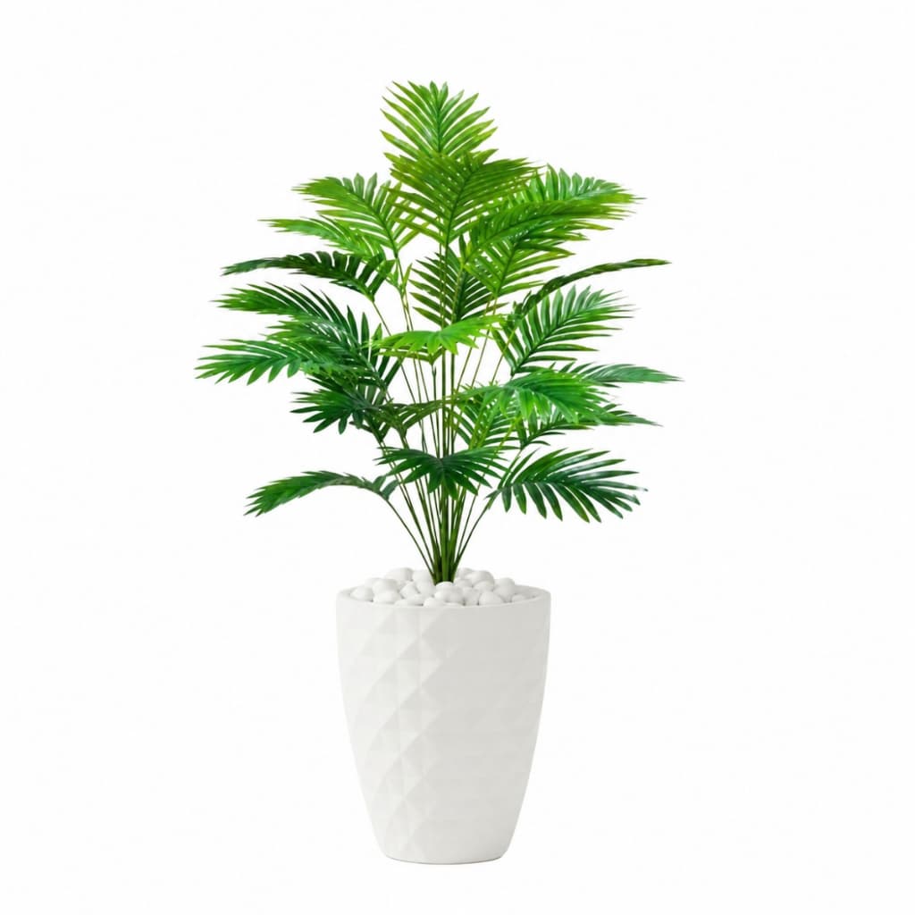 Planta Artificial Palmeira Areca Real Toque Com Vaso Marrom 3d