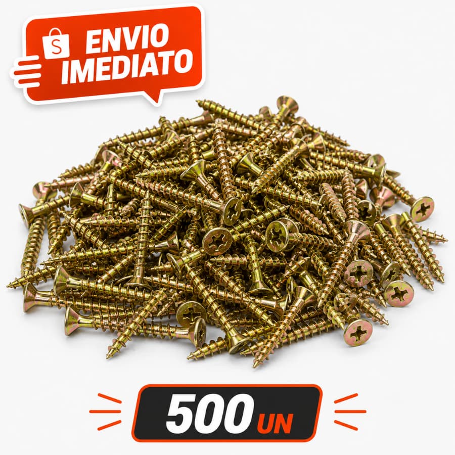 Parafuso Chipboard 4,5x35 Cabeça Chata Phillips Bicromatizado 500 Unidades MDF Madeira