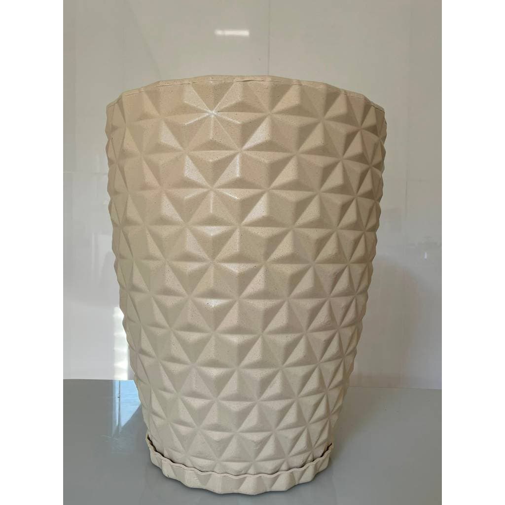 Vaso Decorativo Para Plantas e Flores em Polietileno - Coluna Diamantes Com  Prato Coletor