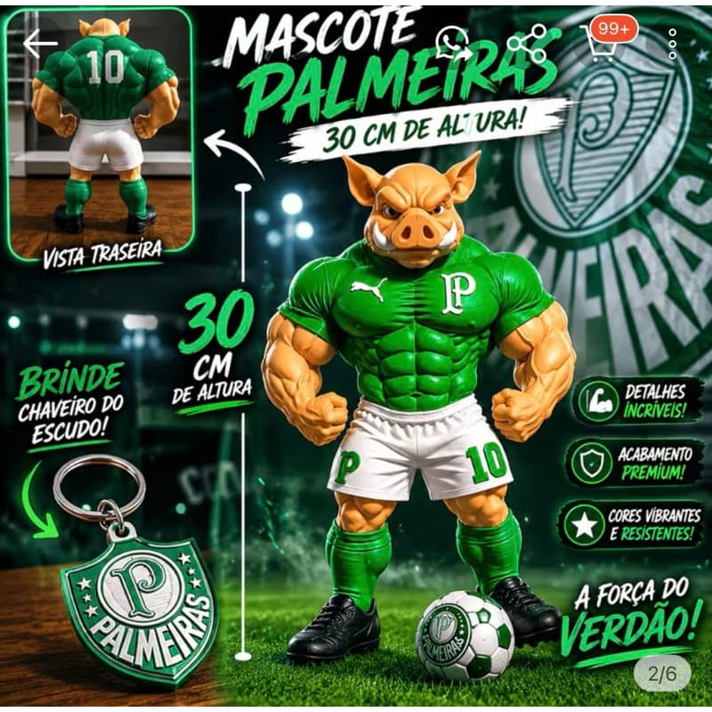 Mascote Palmeiras 30cm Em 3D