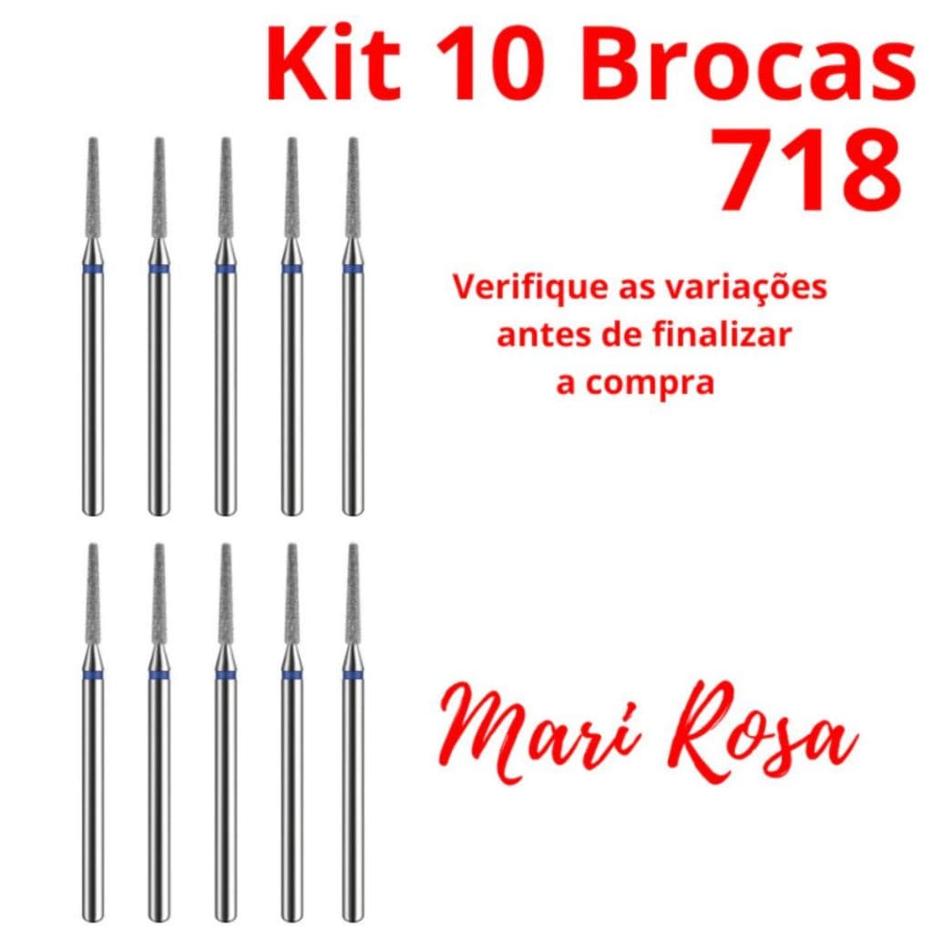 Kit Broca Ponta Diamantada n°718/720 Profissional Unha Acrigel Para Cutículas