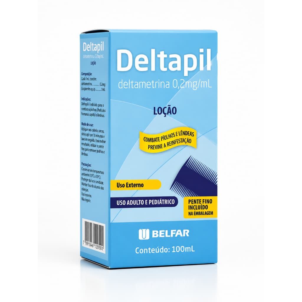 Deltapil Loção Para Piolhos 100mL + Pente Fino incluso- Deltametrina