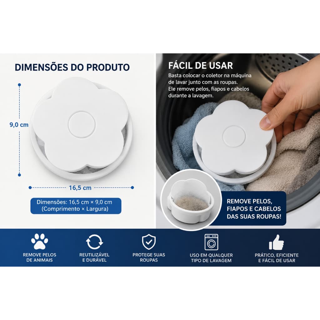 Kit 5pcs coletor de pelos e fiapos para maquina de lavar