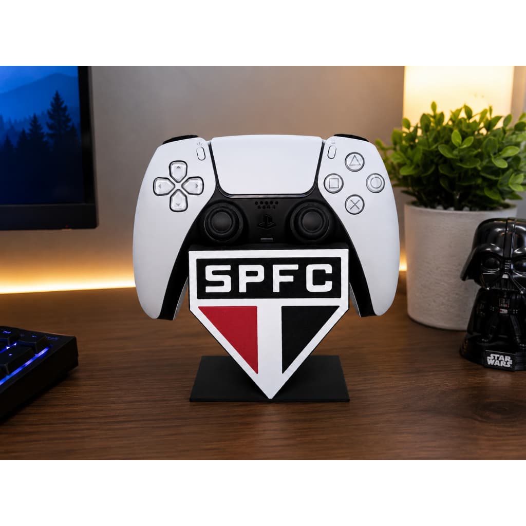 Suporte Controle PS5 Escudo Time Futebol São Paulo/Tricolor Paulista