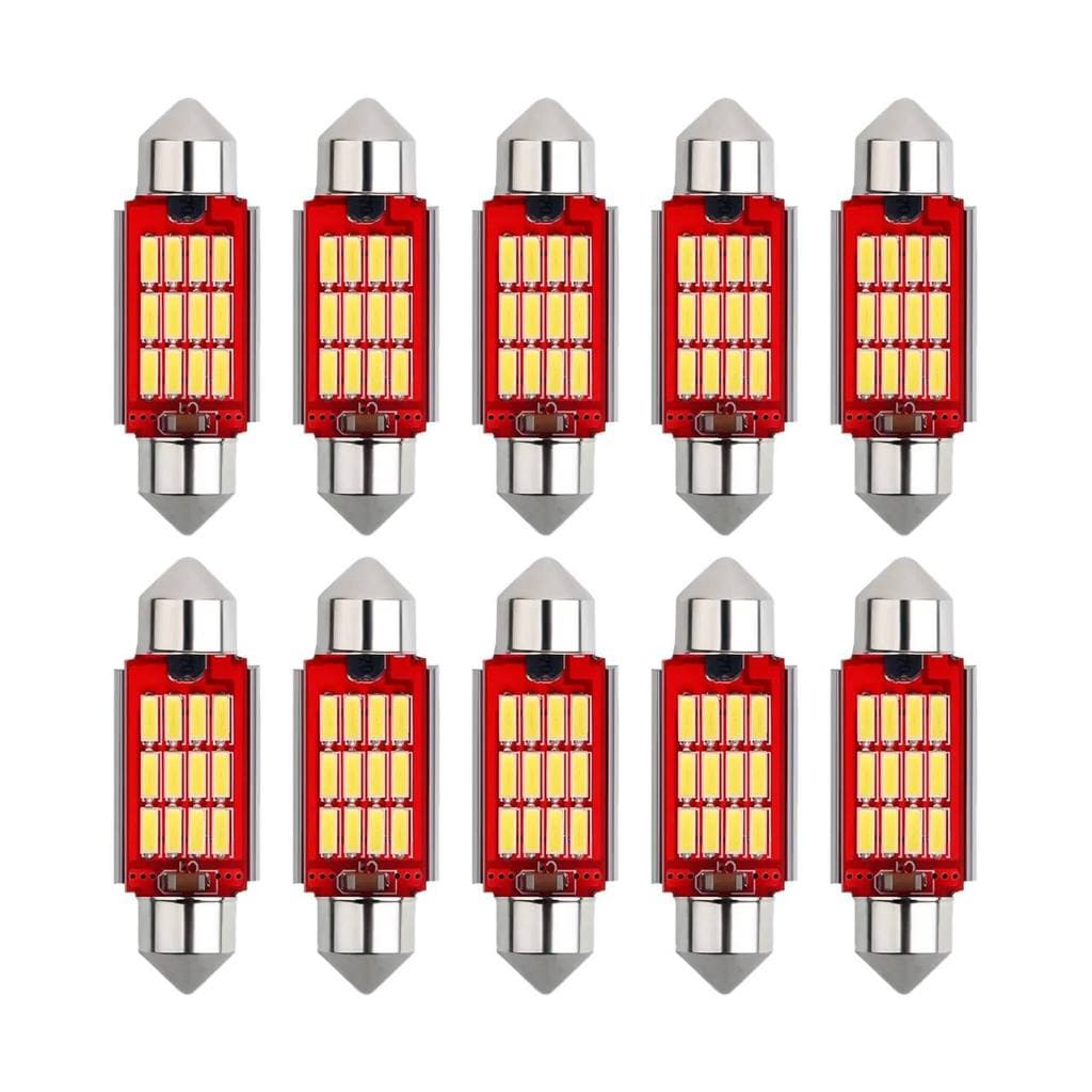 Kit 10 Lâmpadas LED Torpedo SMD Canbus 12V Luz Branca Interior Carro Placa Teto Porta Malas