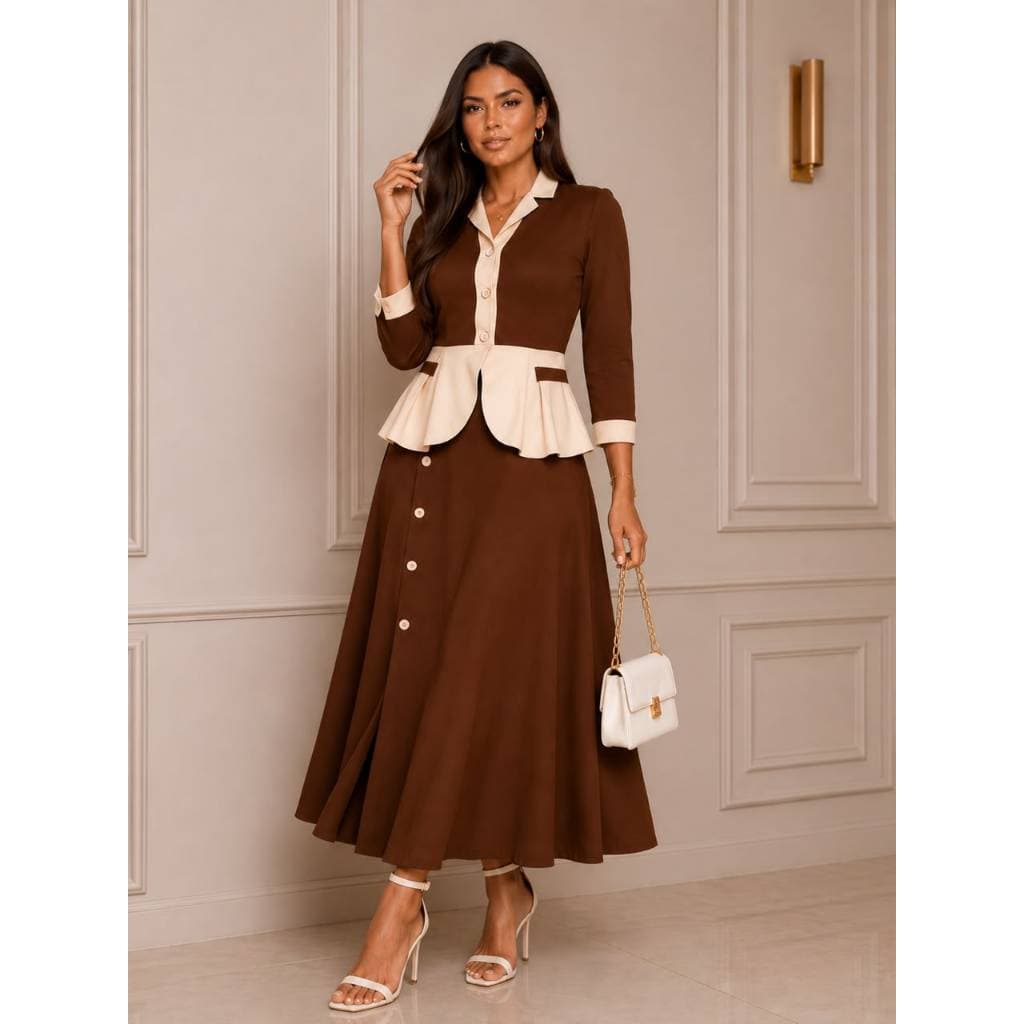 Conjunto Feminino Elegante Com Saia Longa Casual Elegante Premium