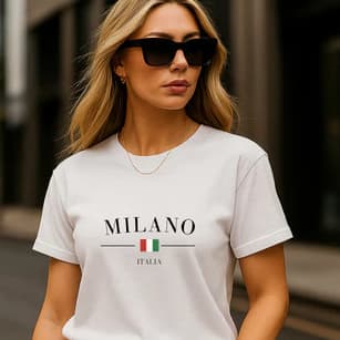 Camiseta Feminina T-shirt Estampada Milano Itália - Algodão Premium Fio 30.1 -Casual Básica Estilosa