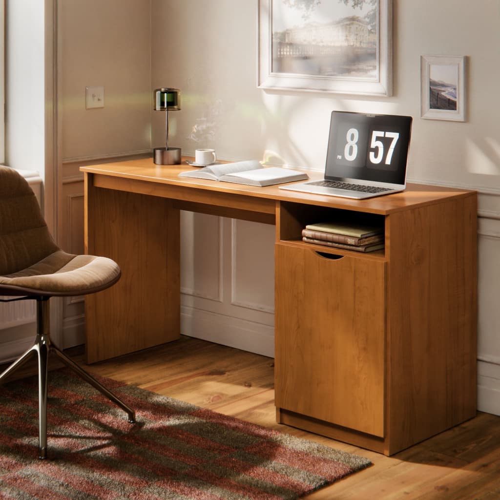 Mesa De Pc Escrivaninha Home Office Com Porta E Nicho Em MDF Para Estudos E Escritório Maxi