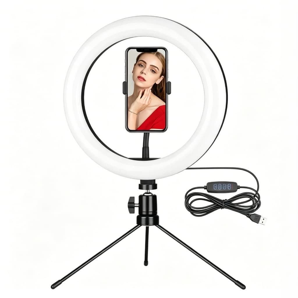 kit 2 Led 6 Polegadas + Tripé De 16 Cm Right fang Ring Light de Mesa Blogueira Portátil Luminária De