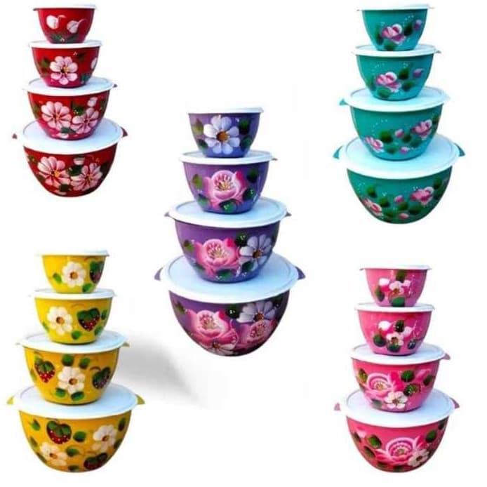 KIT 4 UNIDADES SALADEIRAS BACIAS TACHO DECORADA 5,5 LITROS,3 LITROS,1.400ML,750ML/SUA COZINHA MAIS LINDA