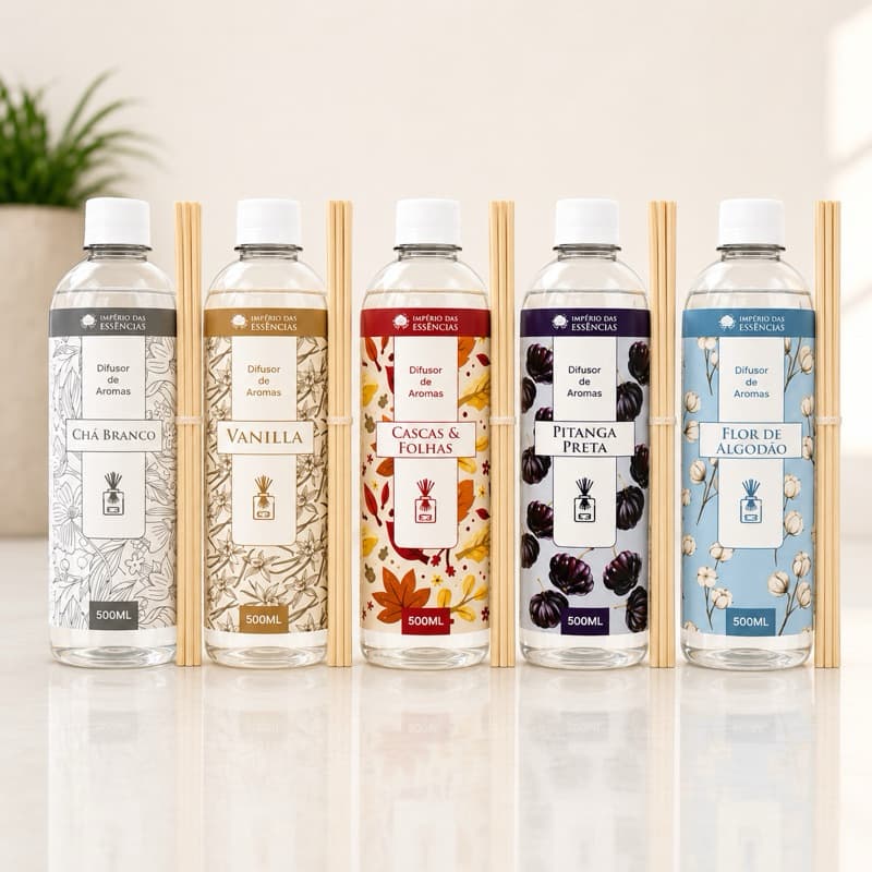 Refil Difusor de Aromas Varetas Para 500ml Aromatizador De Casa Perfumar Ambiente Varios Aromas