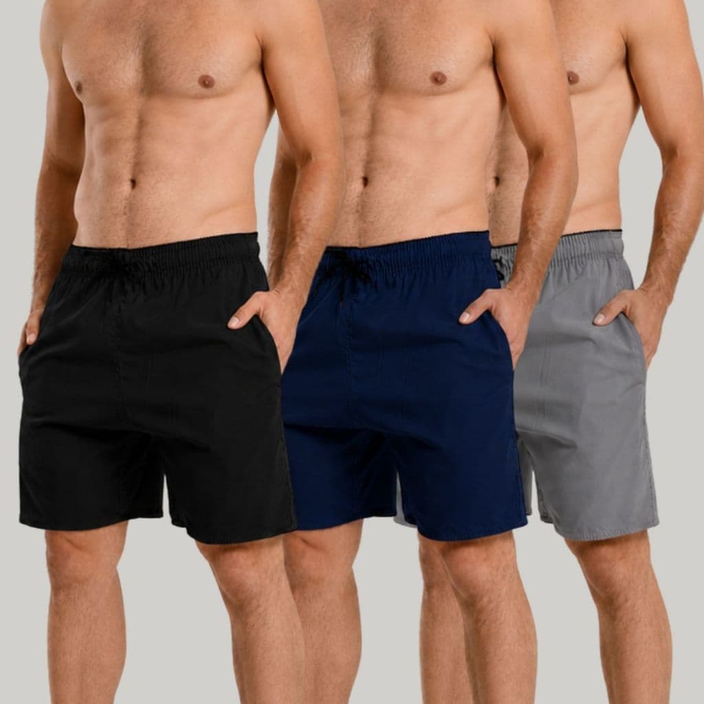 Kit 3 Short Esportivo Academia Dry Bermuda Preta De Correr Roupa Academia Musculação Short Bolsos