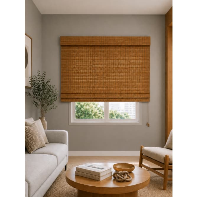 Persiana Romana Bambu Block 120larg x 160alt - Natural