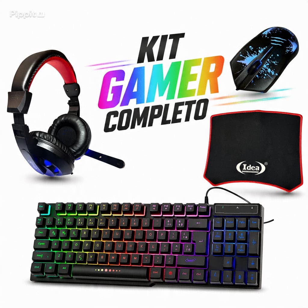 Kit Teclado + mouse Gamer com fio USB PC notebook computador