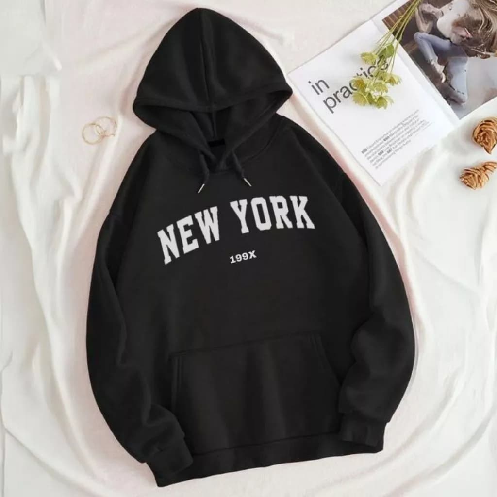 Moletom Feminino  "New York"  Canguru  Com Capuz  moda  inverno  blusa de frio  casaco Casual Básico