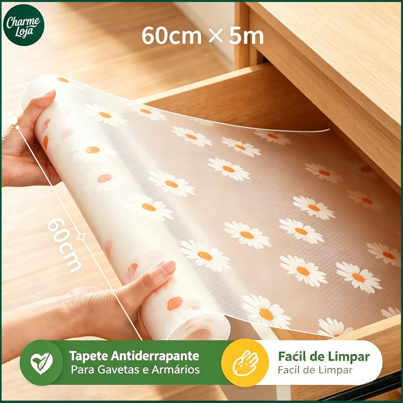 Forro Antiderrapante Para Armário Gaveta Geladeira E Guarda Roupas Modelos de Flores 45cm×5M/60cm*5m
