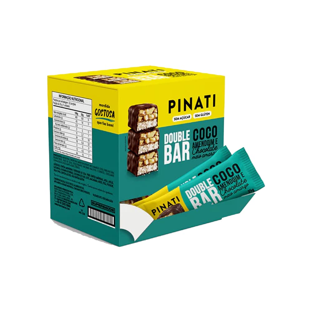 Double Bar Coco, Amendoim e Chocolate 35g - 16 Unidades - Pinati