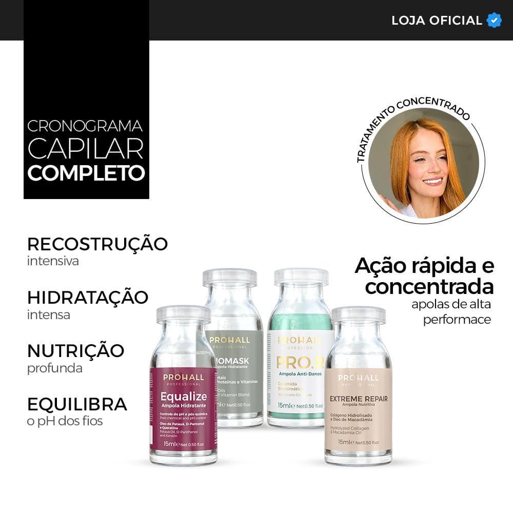 Kit Tratamento Completo 4 Ampolas: Equalize, Pro.R, Biomask e Extreme Repair