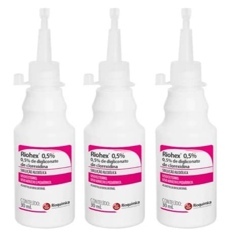 KIT 3 UNIDADES CLOREXIDINA 0,5% SOLUÇÃO ALCOÓLICA 100 ML - RIOQUÍMICA