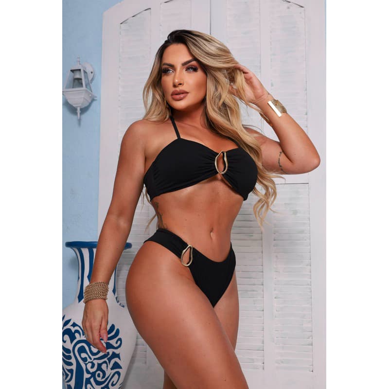 Biquíni tomara que caia com alça e bojo calcinha asa delta fio duplo moda