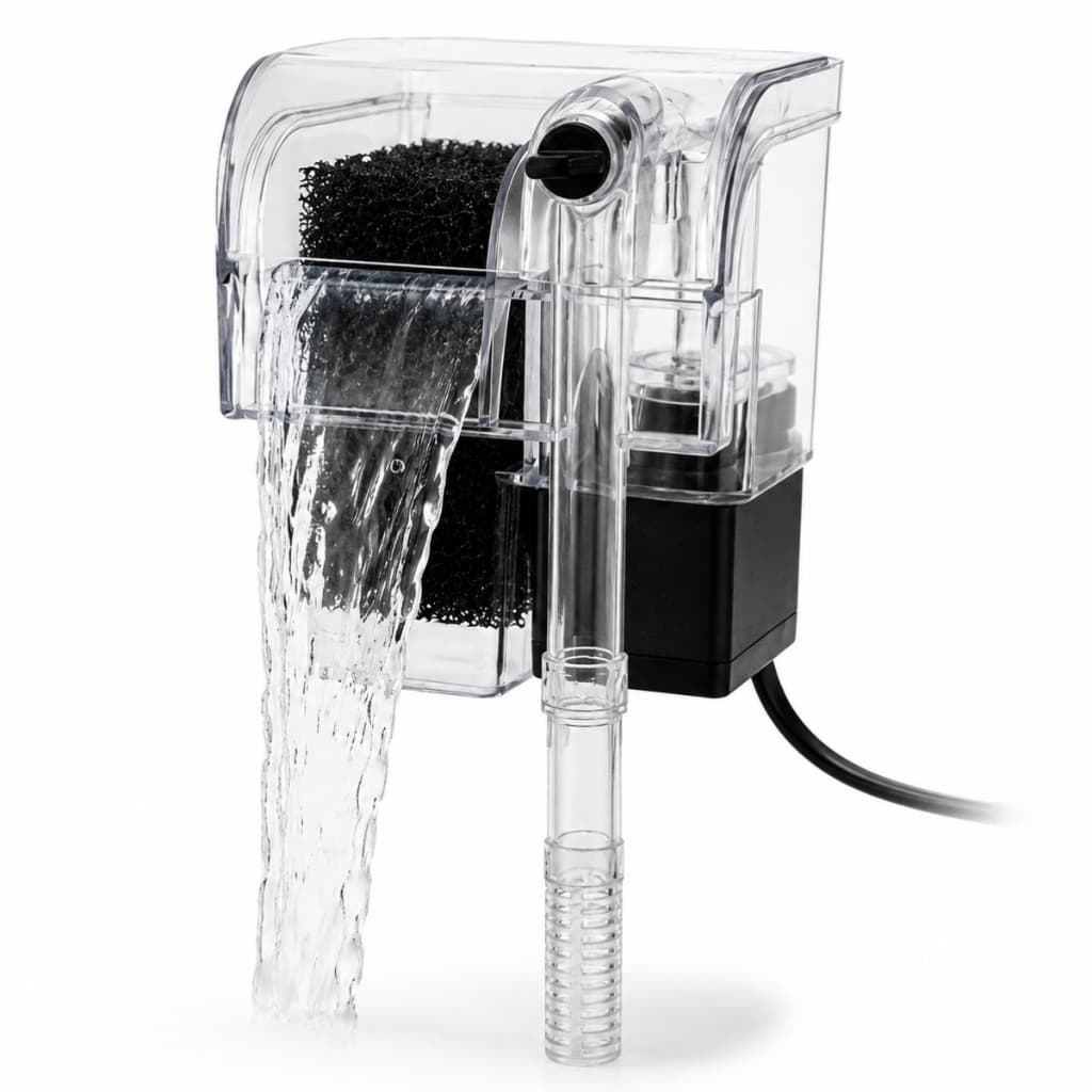 Filtro Externo Cascata 250L/H com Esponja e Fluxo Ajustável para Aquários Pequenos Água Doce e Salgada