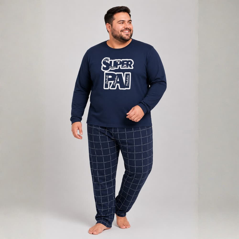 Pijama Masculino Longo Plus Size G1 G2 G3 Confortável Tecido Macio Qualidade Premium