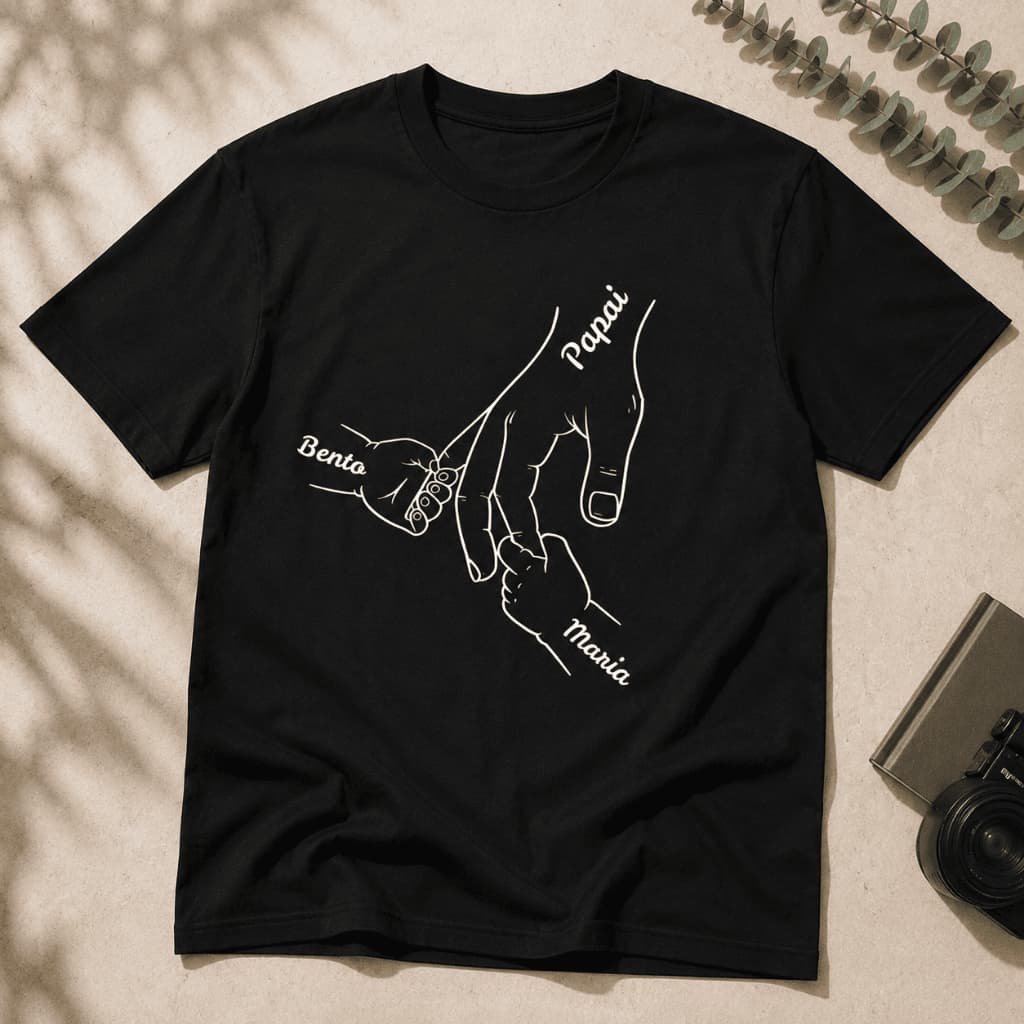 Camiseta Personalizada Dia dos Pais 100% Algodão Premium Presente Pai com Nome Personalizado Camiseta CamisaTradicional