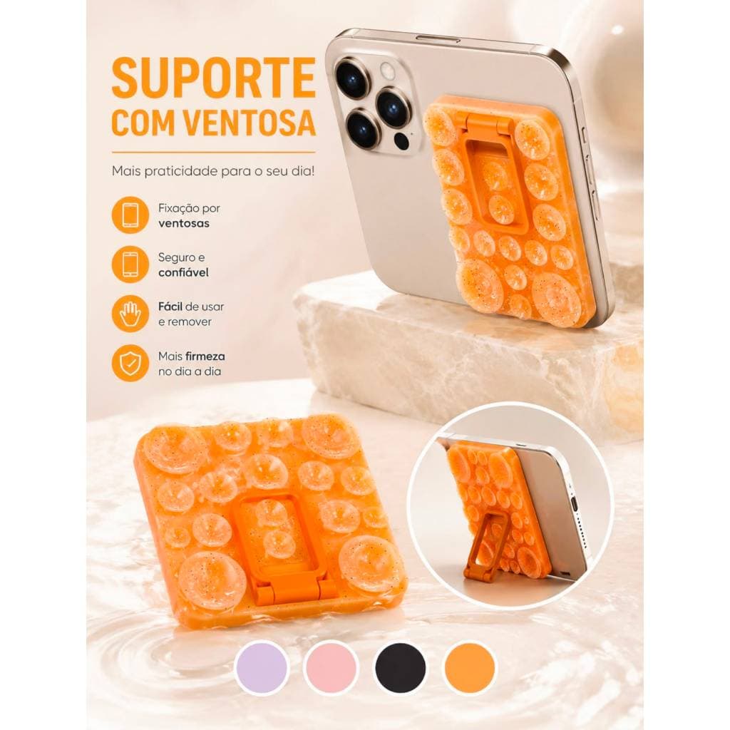 SUPORTE + VENTOSA COM BRILHO APOIO PARA CELULAR 2 EM 1 POP APOIO DE DEDO DOBRAVEL ANEL ADESIVO VARIAS CORES TENDENCIA