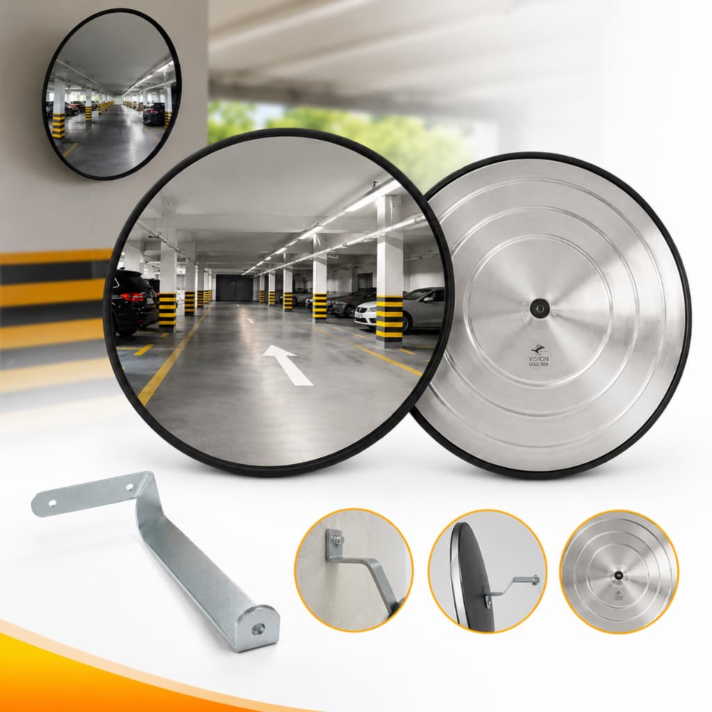 Espelho Convexo de Segurança 40cm Retrovisor Panorâmico com Suporte - Fast Vidros