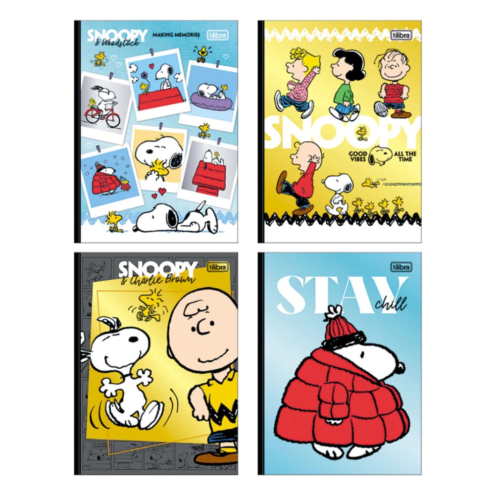 CADERNO BROCHURA COLEGIAL CAPA DURA 80/160 FOLHAS SNOOPY TILIBRA